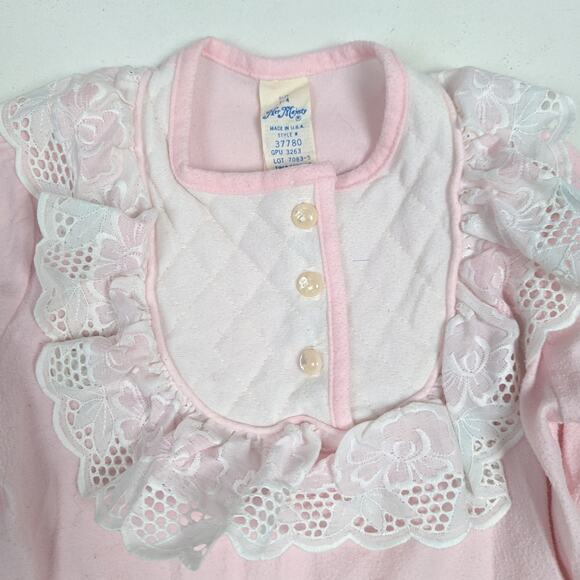 Vtg Her Majesty Pajama Top Girls Sz 2T Pink Flannel Cozy Girly - Picture 2 of 5